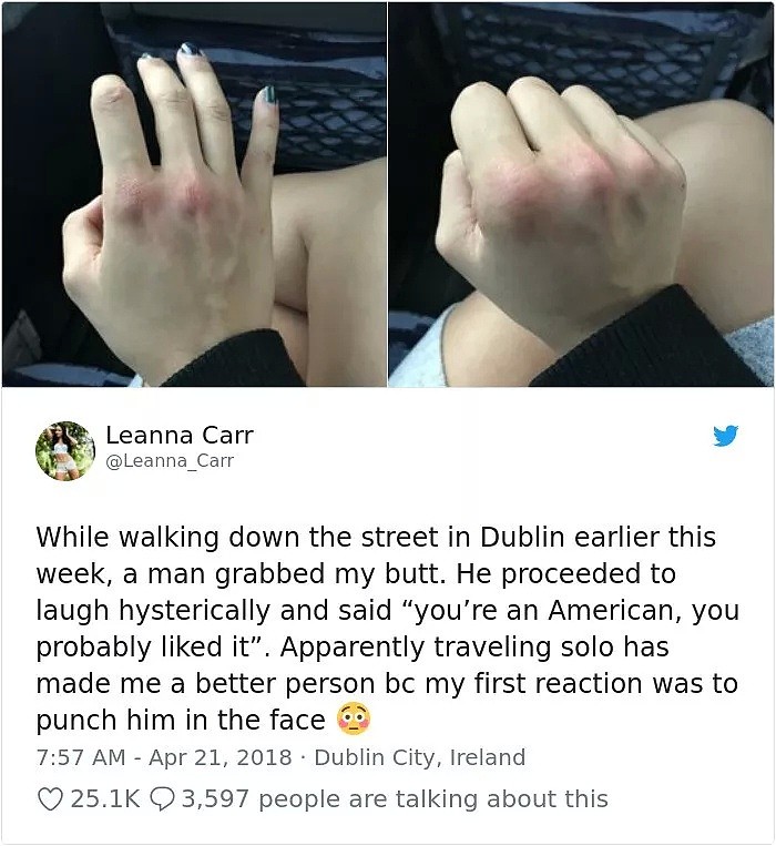 大街上被陌生男人性骚扰，这个健身网红妹子，直接往对方脸上揍了！ - 11