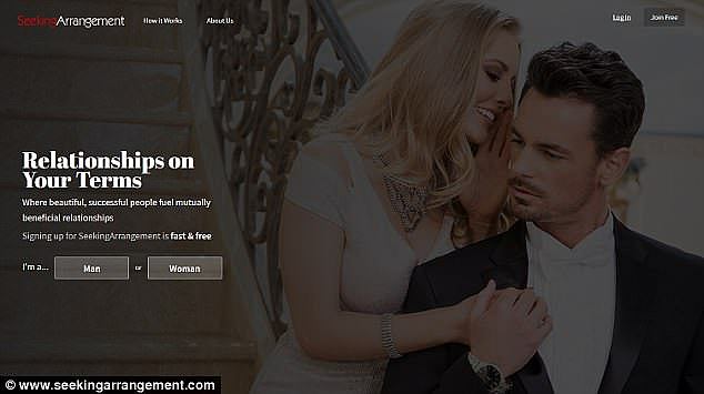 Hundreds of students are turning to online dating websites which cater specifically to those who are seeking a 'Sugar Daddy' with some of the highest numbers coming from Griffith University (pictured is the Seeking Arrangements website) 