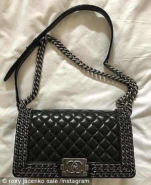 Pricey: On Sunday, Roxy listed a Chanel PVC flap bag - which was a recent purchase - for $8,000 (R), and a black Chanel Boy for $8,500 (L)