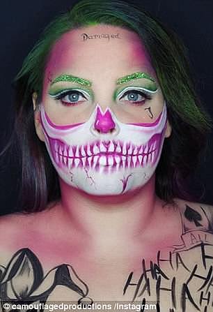 The competition saw her completely transform into a lego Joker, half-dead mermaid (left) and even Batman, sharing photos on Instagram for her interested followers to copy the look