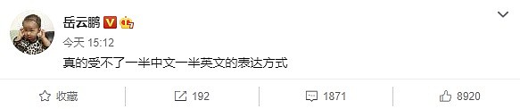 岳云鹏发文吐槽受不了中文掺杂英文，网友的回应让他差点崩溃 - 5