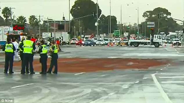 A truck crossed the median strip and crashed into a set of traffic lights on Sydney Road just after 6am on Tuesday