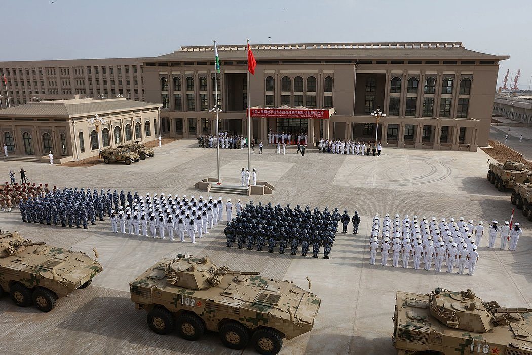 去年8月，中国在东非吉布提的新军事基地的揭幕仪式。