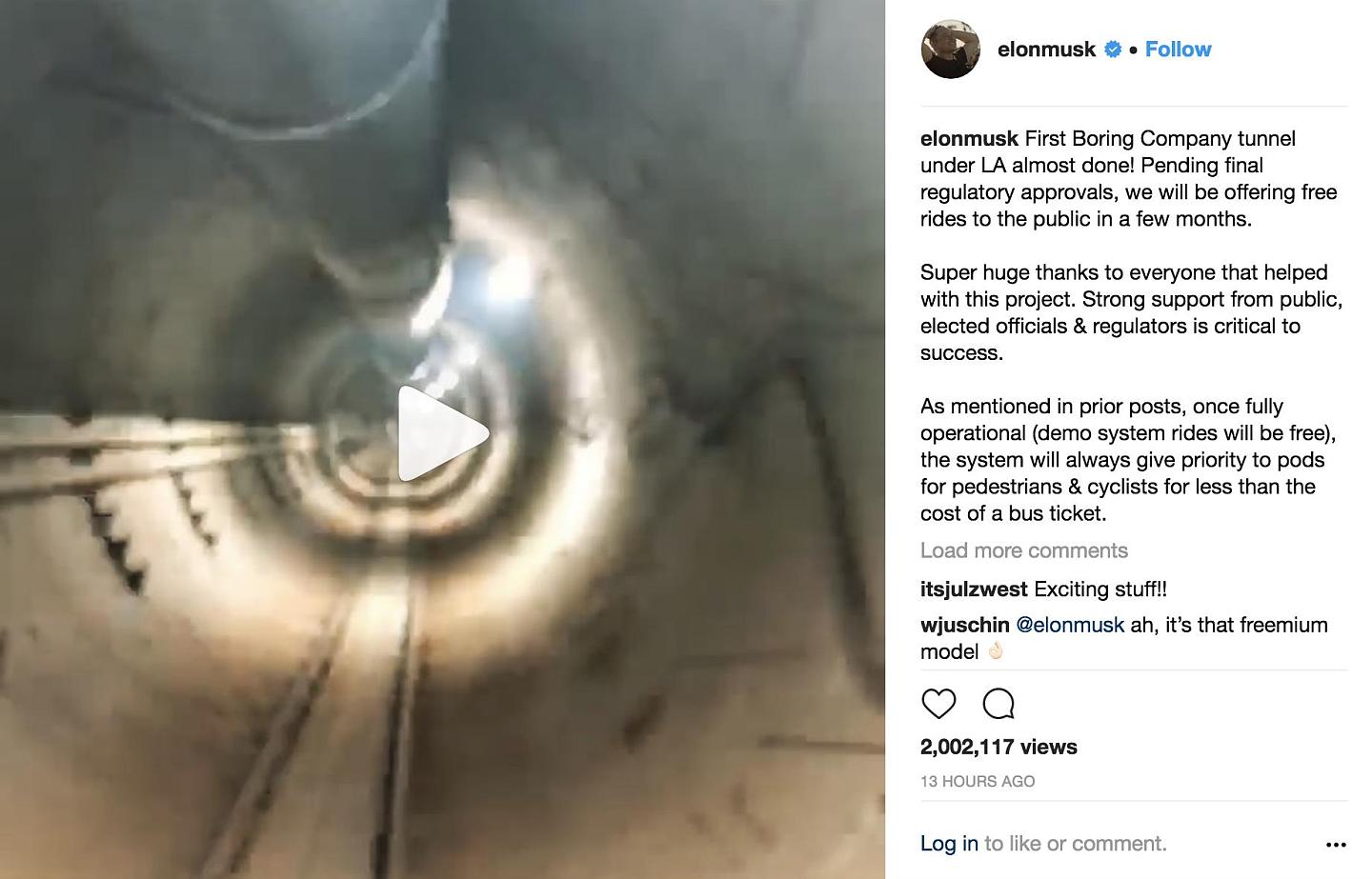 马斯克：三维地下隧道接近完工 很快可免费试乘(视频) - 1