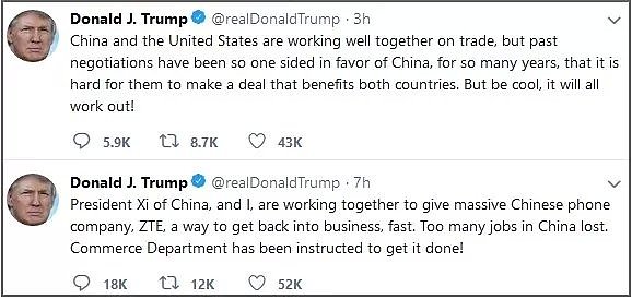特朗普在推特上力挽狂澜救中兴，中美贸易战还打得起来吗？ - 1