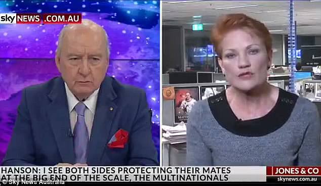 'I don't think she's in a position to say whether Sydney is full or not full, Ms Hanson (pictured, right) told Alan Jones (pictured, left) on Sky News