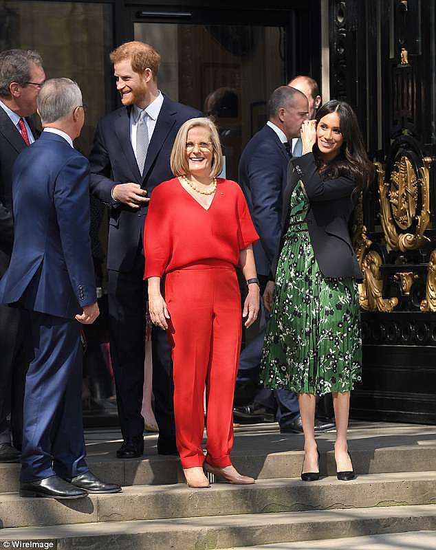 Callers to talkback radio agreed, flooding an open line to slam Mrs Turnbull's comments (pictured is Lucy Turnbull with Mr Turnbull, Prince Harry and the Duchess of Sussex)