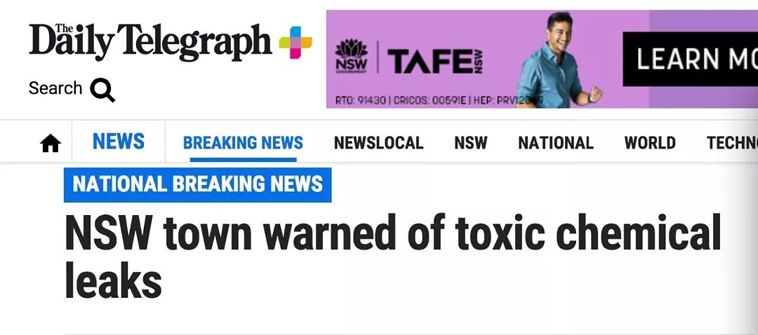 警告！悉尼猎人谷发生有毒化学品泄漏！附近居民千万不要饮用那里的溪水... - 1