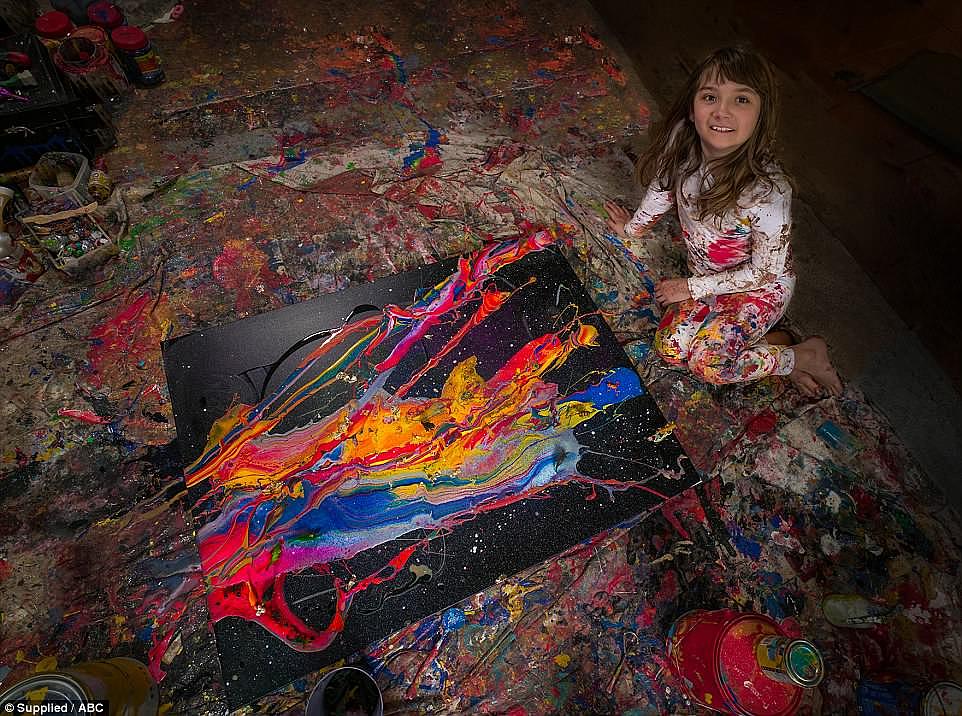 Australian child prodigy - eleven-year-old- Aelita Andre has sold her painting masterpieces for up to $50,000 and earns up to $10,000-$25,000 each of her other works
