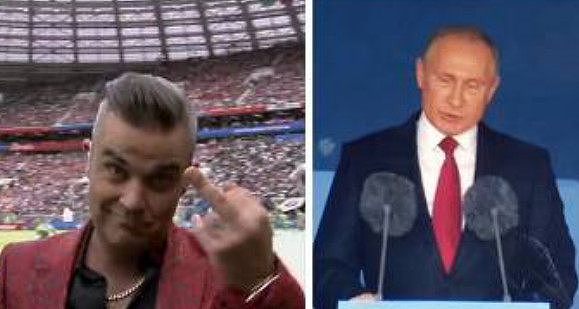世界杯开幕式两镜头引热议 普京戴上毛茸茸胸罩