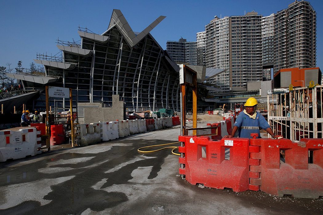3月，修建中的香港西九龙站。该站将极大提高香港和中国内地之间的铁路运输速度。