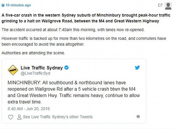 因5场车辆事故，今早这些悉尼通勤族全堵在了上班路上！（图） - 4