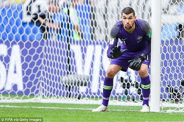 Ryan (pictured in Australia's draw with Denmark) is the Socceroos' starting goalkeeper