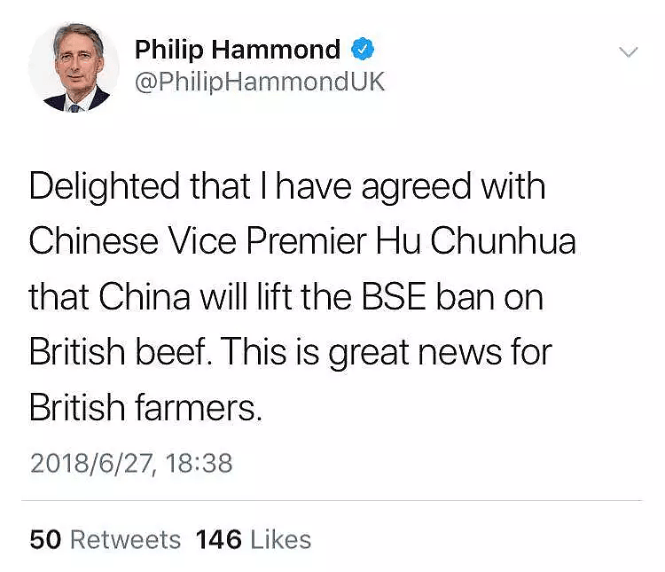 胡春华说了什么 让这个英国人开心地发了一条推特?