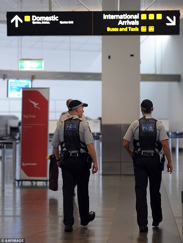 Australian Border Force officers noticed the man behaving 'suspiciously' after arriving at Melbourne Airport (pictured) from Kuala Lumpur