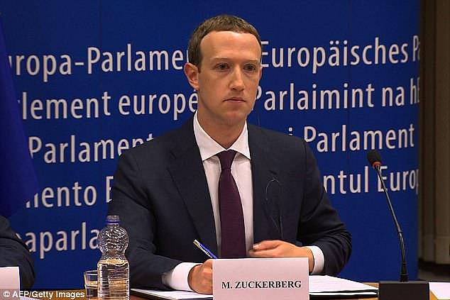 Up to 1.8million Australians have deleted their Facebook accounts in the way of the data-sharing scandal. Pictured: CEO and founder Mark Zuckerberg faced questions from MEPs in Brussels in May