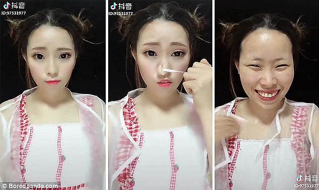 One beaming blogger shed her nose for a smiling selfie in another revealing video clip