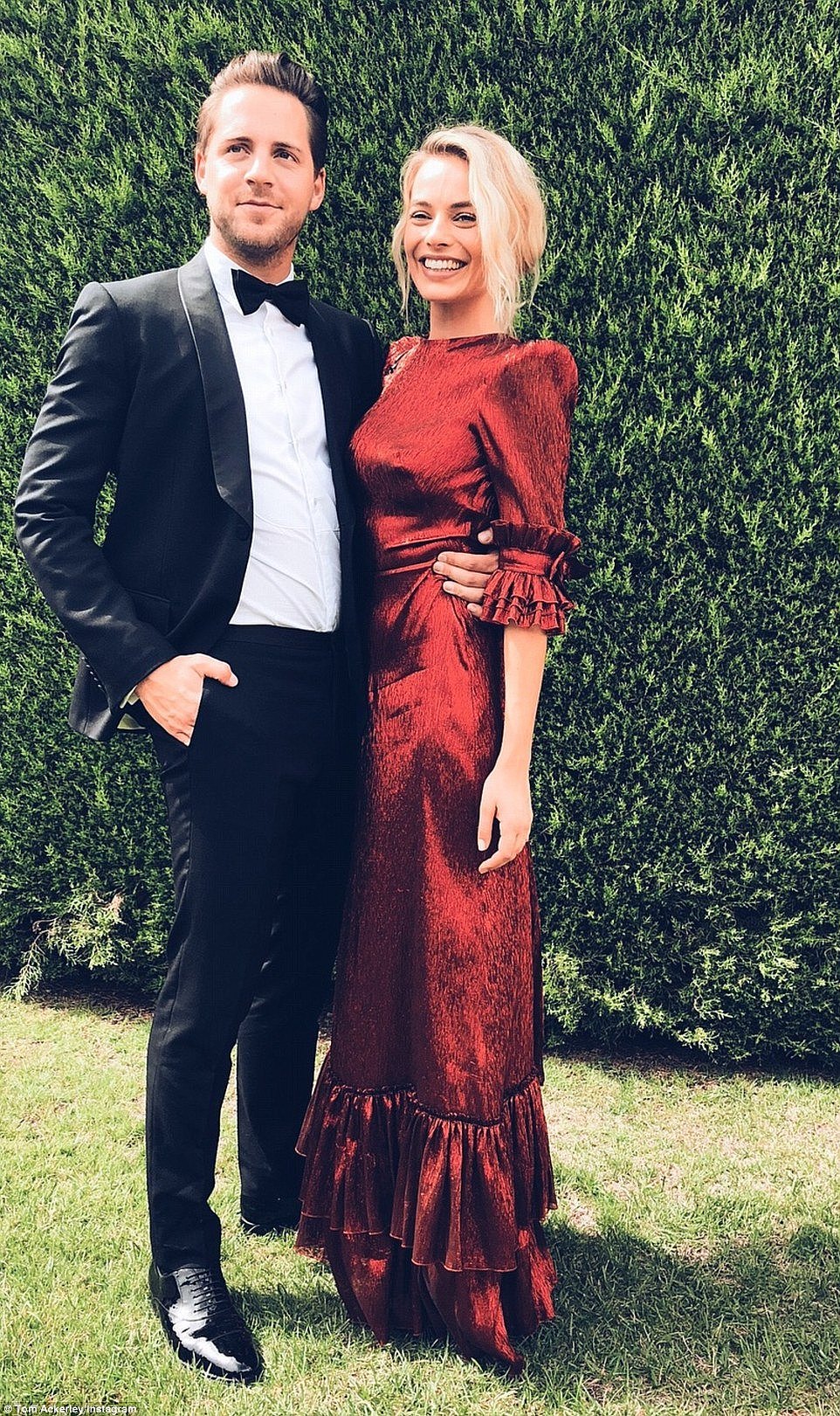 Newlyweds: Margot Robbie and Tom Ackerley (pictured) married in December 2016 at the sprawling Coorabella estate in Byron Bay