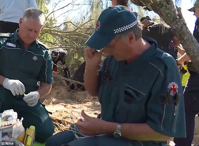 Emergency workers moved quickly but carefully to free the trapped man 