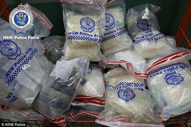 Police seized about 85kg of meth, 13kg of cocaine, and 2kg of MDMA (pictured)