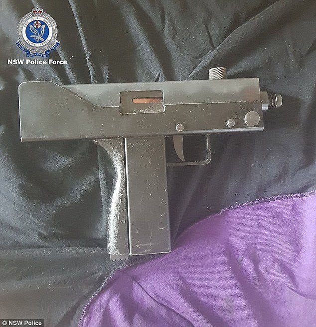The MAC 10 machine gun seized (pictured) - a weapon typically used by Los Angeles street gangs