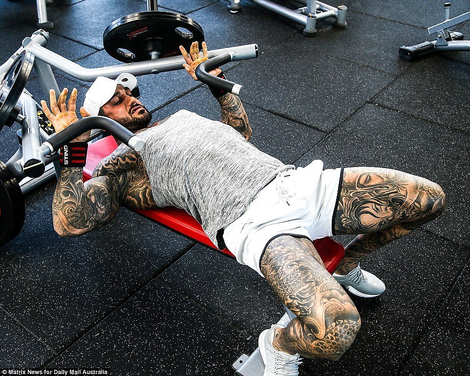 Gymgoers can find his tattoos so intimidating they let him 'have his own room' at the gym of an afternoon, he claimed
