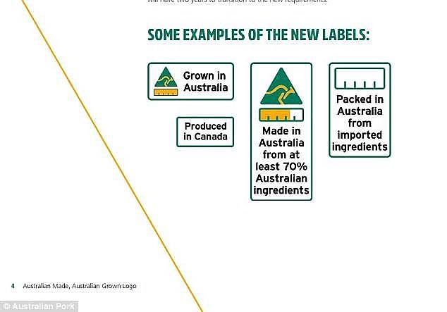 New labelling laws were introduced on July 1 (pictured). While they show the percentage of the Australian product they don't indicate the specific ingredients 