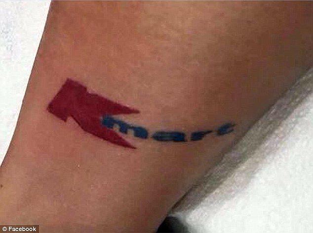 The Australian woman decided to get the 'Kmart' logo tattooed on her ankle after developed an 'addiction' for the discounted retail chain