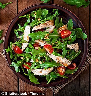 Lunch tends to be a protein-packed affair such a chicken salad