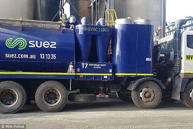 A sewage truck much like this one, was used to obtain gold-filled liquid in a daring gold heist that occurred at a mine site