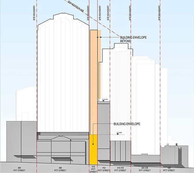 A drawing showing the building envelope of the approved Haymarket hotel. Image: Supplied
