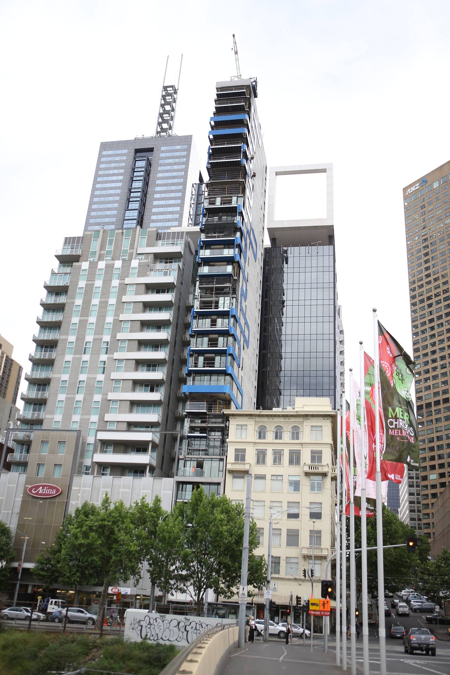 The Phoenix apartment tower at 82 Flinders Street, Melbourne, has a width of 6.7 metres - but the Haymarket building is even skinnier. Photo: Angela Wylie