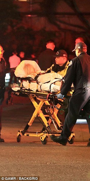 Hembrow was seen being wheeled out of the West Hollywood restaurant and club strapped face down on a stretcher