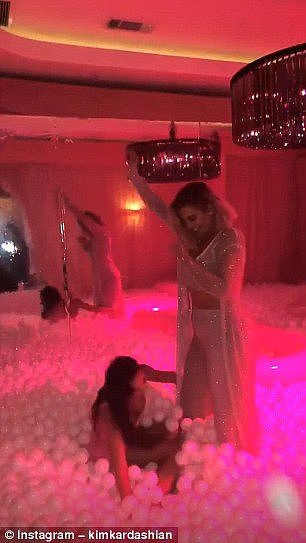 Having a ball(pit): When party-goers weren't busting moves on the dance floor, they were able to lark around in a gigantic ball pit that was filled with pink balls and elaborate love heart balloons
