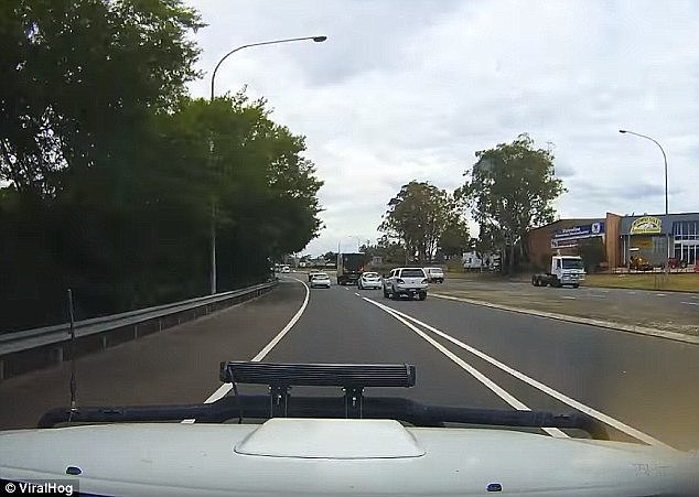 Dashcam footage reveals the moment a car in New South Wales disappearing. One moment its there and then its notÂ 