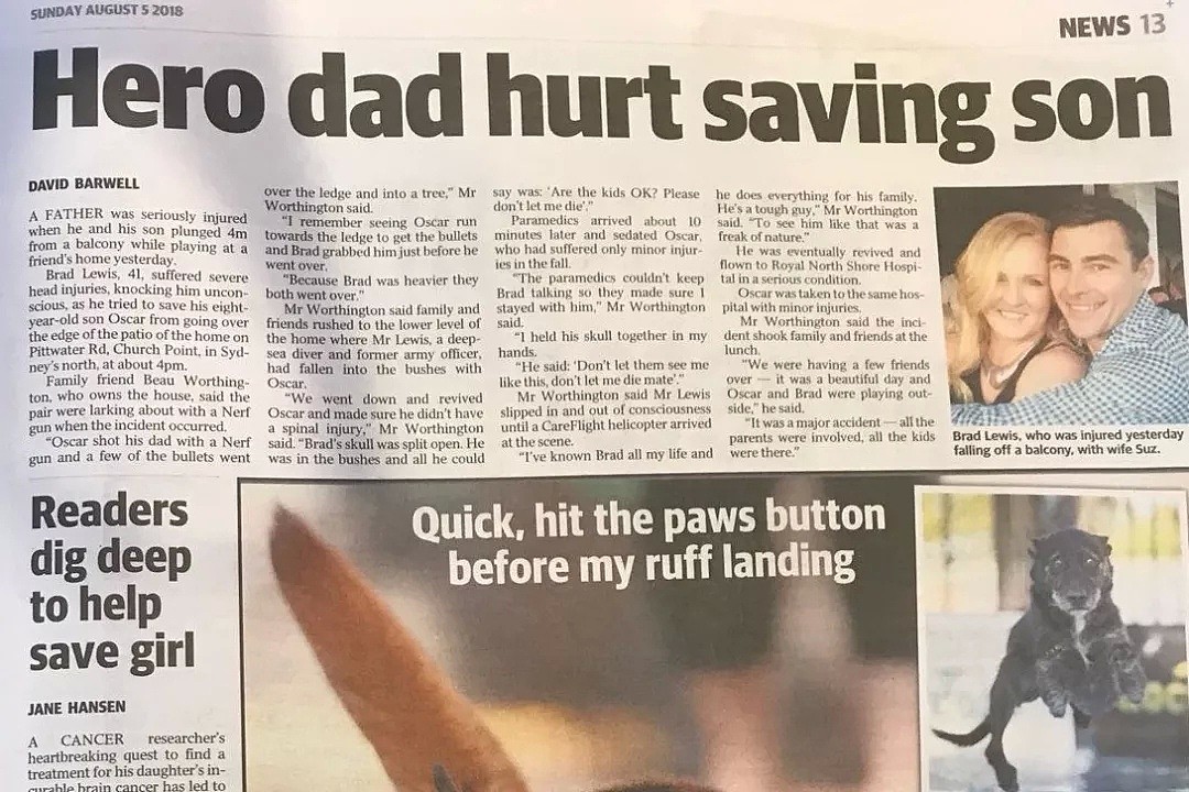 泪目！为救儿子，悉尼爸爸从4米阳台跳下，为儿子充当人体肉垫…… - 22