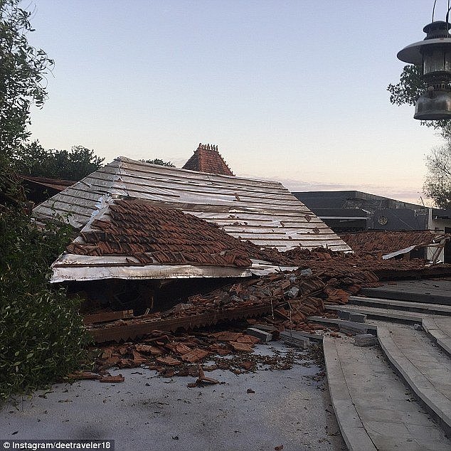 Dewi Holzer has taken photos of the earthquake damage (pictured) in Lombok