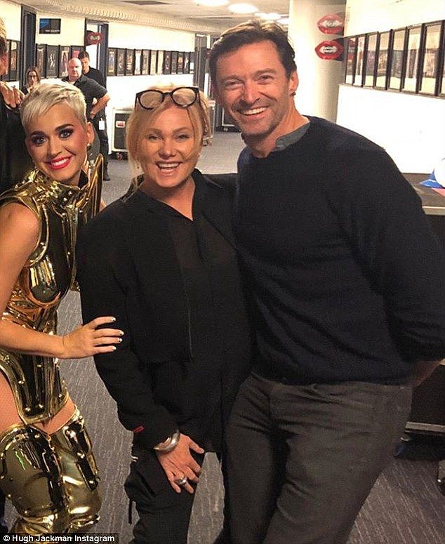 Living his best life:Â Hugh has certainly been living the high-life during his most recent trip to Sydney, partying with pop stars including Katy Perry (pictured) and Pink along with wife Deb