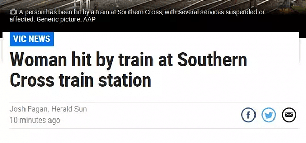 华人网友：“有人掉下站台”！一女在墨尔本南十字星站被火车撞倒，疑有精神疾病（组图） - 2