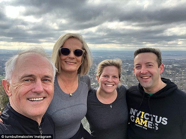 Former prime minister Malcolm Turnbull (pictured) spent his first day of freedom with wife Lucy, their daughter and son-in-law