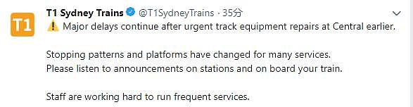 快讯：悉尼中央车站设备突发故障！大量列车延误，多个华人区受影响! - 1