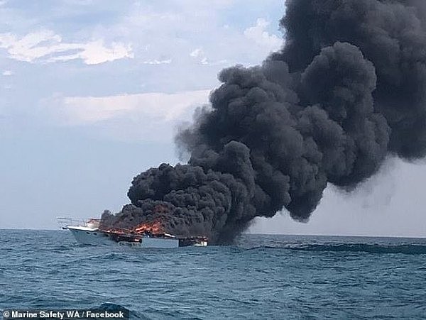 西澳快艇突发大火！乘客被迫跳入鲨鱼出没海域！（组图/视频） - 1
