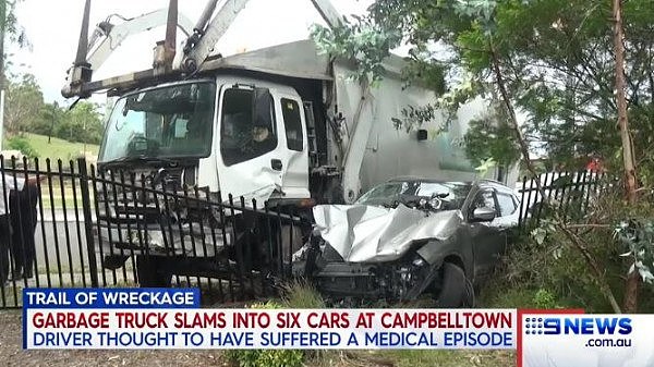 司机发病，垃圾车悉尼街头突然失控！6辆小车无辜被撞，损毁严重（组图） - 2