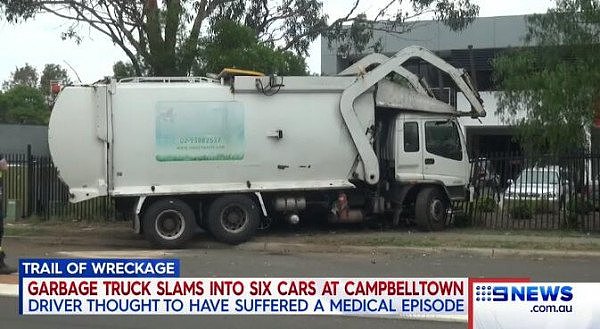 司机发病，垃圾车悉尼街头突然失控！6辆小车无辜被撞，损毁严重（组图） - 3