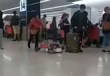 懵懵哒！亚裔旅客在悉尼机场倒推行李车 视频拍摄者被批太冷漠（视频/组图） - 2