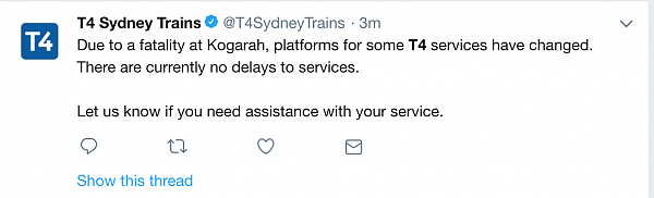 突发！悉尼Kogarah火车站出事，一人死亡！火车营运延误，线路站台调整（组图） - 1