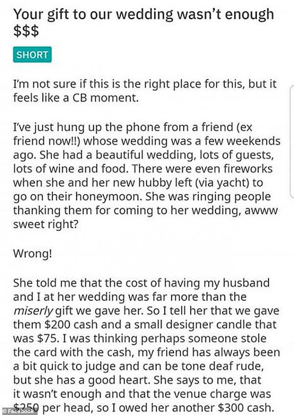 不可理喻！澳宾客参加婚礼被新娘嫌弃，称其礼物“不够贵”，需再支付$300 - 2