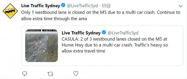 悉尼M5高速部分车道被封，现已恢复通车（图） - 1