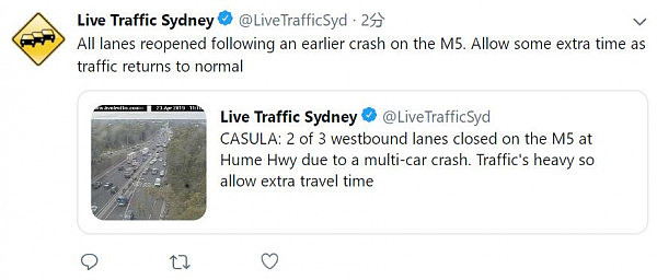 悉尼M5高速部分车道被封，现已恢复通车（图） - 2