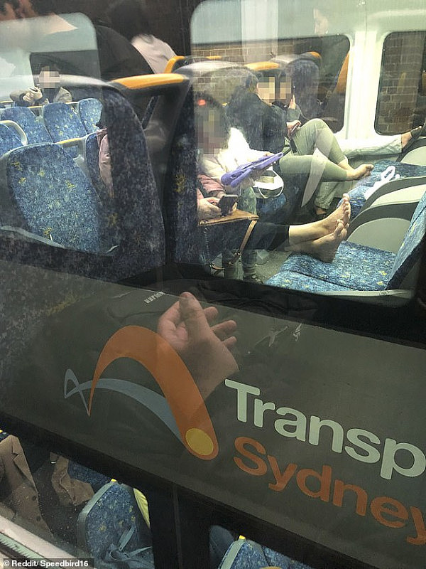 悉尼城铁又现不雅行为！多名女子脱鞋将脚架到座位上，网友直呼恶心！（图） - 1